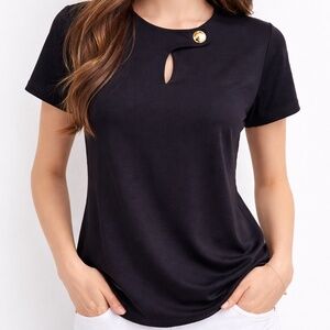 Michael Kors Black Keyhole Top Gold Button NWT Size Large